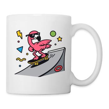 Flamingo skater on ramp board - Mug - white - Right