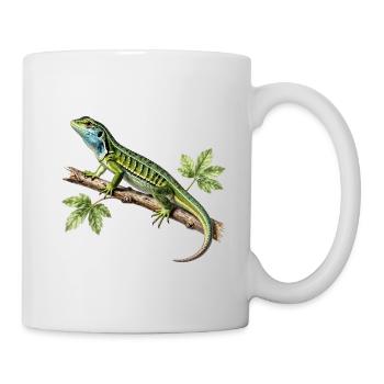 Lézard Vert – Illustration Naturaliste Vintage - Mug blanc - blanc - Droite