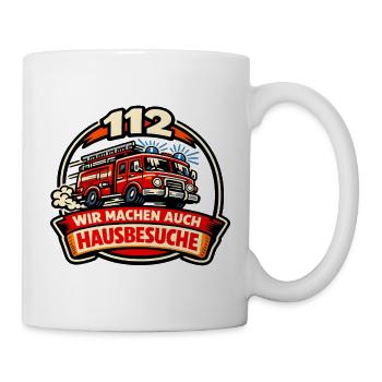 Feuerwehr 112 Hausbesuch Motiv - Tasse - Weiß - Rechts