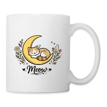 Cat Moon Plants Line Cat Lover Design - Mug blanc - blanc - Droite