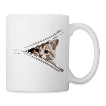 Cat Zipper Cat Mom Cat Cute Cats - Mug - white - Right