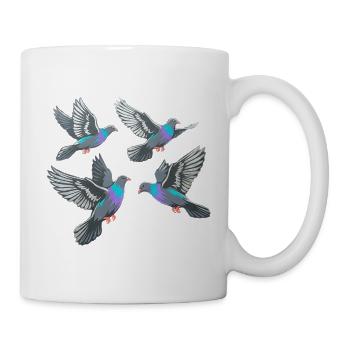 Bunte Tauben im Flug - Tasse - Weiß - Rechts