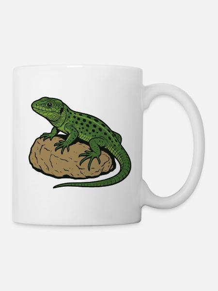 Eidechse auf Stein - Tasse - Weiß
