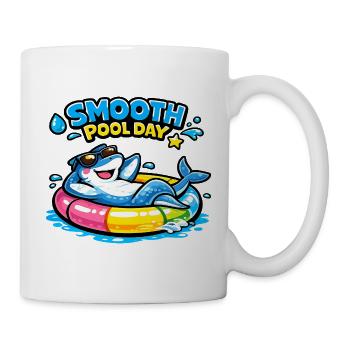 Journée de piscine tranquille : Requin dans un pneu tubulaire - Mug blanc - blanc - Droite