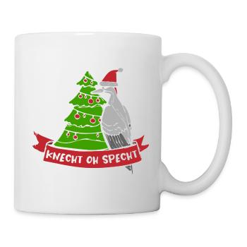 Weihnachten Weihnachtsmotiv  Specht Vogel - Tasse - Weiß - Rechts