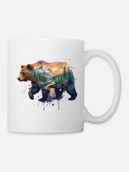 Wandern – Outdoor-Abenteuer – Landschaftsbär - Tasse - Weiß