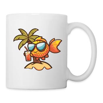 Goldfisch Sommer Palme - Tasse - Weiß - Rechts