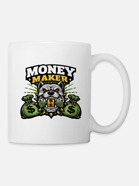 Geldmacher Bulldog Motiv - Tasse - Weiß