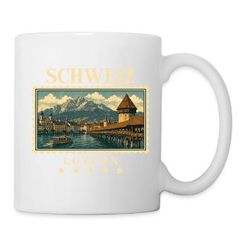Schweiz Luzern Vintage Reisemarke - Tasse - Weiß - Rechts