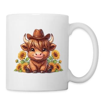 Vache tournesol au chapeau de cow-boy - Mug blanc - blanc - Droite