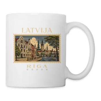 Lettland Riga Vintage Reisemarke - Tasse - Weiß - Rechts