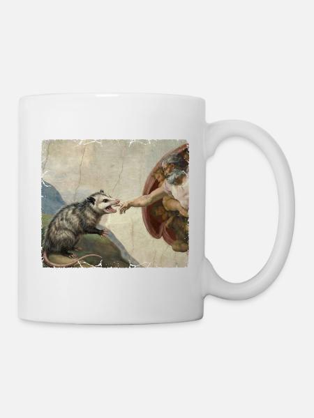 Opossum Schlägt Gottes Hand Lustiges Opossum meme - Tasse - Weiß