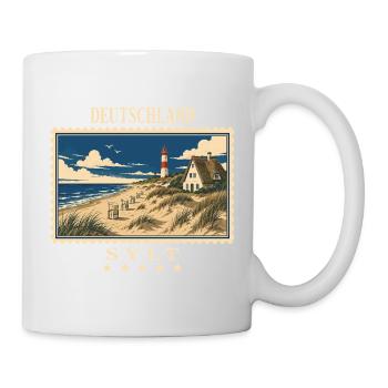 Deutschland Sylt Vintage Reisemarke - Tasse - Weiß - Rechts