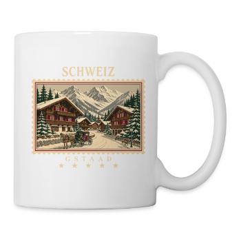 Schweiz Gstaad Vintage Reisemarke - Tasse - Weiß - Rechts