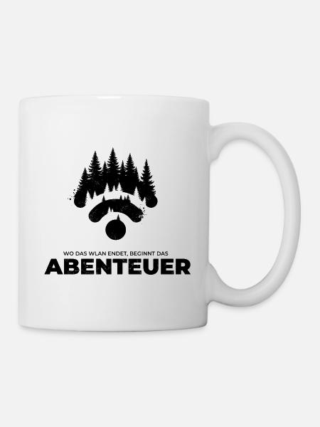 Abenteuer beginnt ohne WLAN – Outdoor Natur Wald - Tasse - Weiß