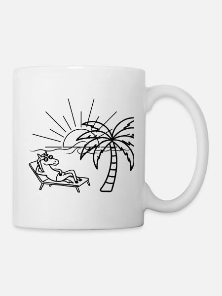 Lustiges Pferd am Strand - Tasse - Weiß