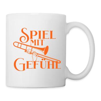 Posaune - Spiel mit Gefühl - Für Posaunisten - Tasse - Weiß - Rechts