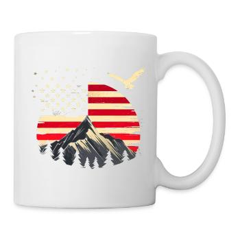 Hiking Patriotic Mountain Trail Backpacking Americ - Mug - white - Right
