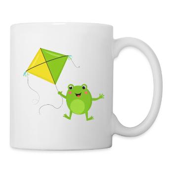 Une grenouille verte fait voler un cerf-volant – Fu - Mug blanc - blanc - Droite