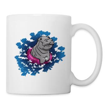 Hippopotame avec anneau de nage - Mug blanc - blanc - Droite