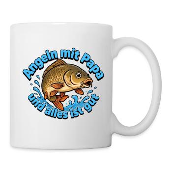 Angeln mit Papa – Alles ist Gut - Tasse - Weiß - Rechts