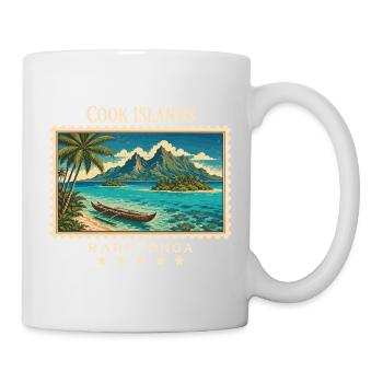 Marque de voyage vintage Rarotonga des Îles Cook - Mug blanc - blanc - Droite