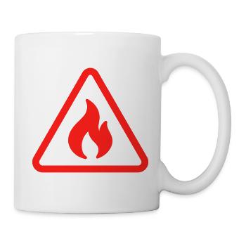 Entflammbare Warnung: Festes Symbol Feuer heiß - Tasse - Weiß - Rechts