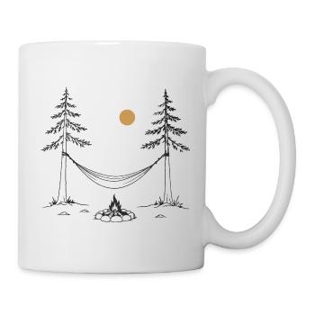 Mondnacht am Lagerfeuer mit Hängematte - Tasse - Weiß - Rechts
