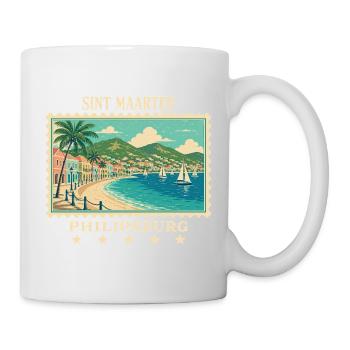 Sint Maarten Philipsburg Vintage Reisemarke - Tasse - Weiß - Rechts