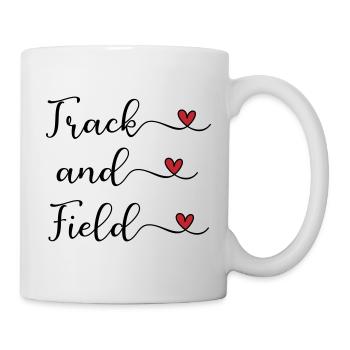 Track and Field handwritten Logo with Hearts - Mug - white - Right