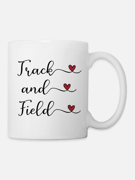 Handgeschriebenes Leichtathletik-Logo mit Herzen - Tasse - Weiß