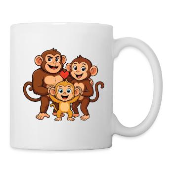 Lustige Schimpansenfamilie - Tasse - Weiß - Rechts