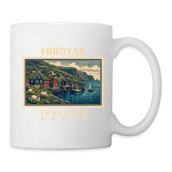 Färöer Tórshavn Vintage Reisemarke - Tasse - Weiß - Rechts