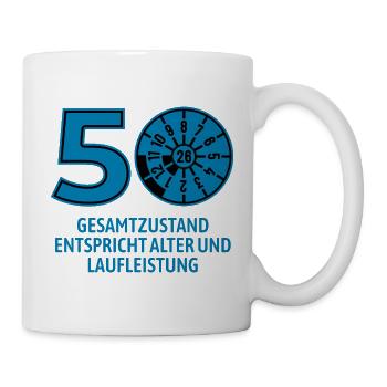 HU August 2026 - 50 Jahre - Geburtstag Geschenk - Tasse - Weiß - Rechts