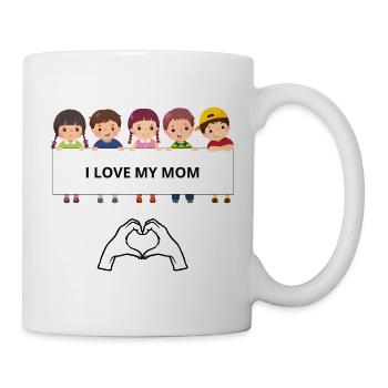 I Love My Mom – Kinderporträts - Tasse - Weiß - Rechts