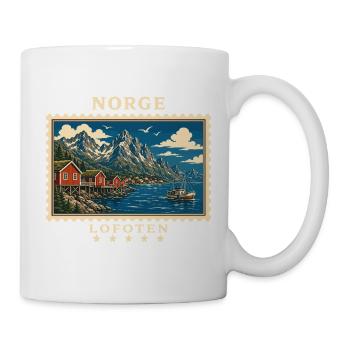 Norwegen Lofoten Vintage Reisemarke - Tasse - Weiß - Rechts