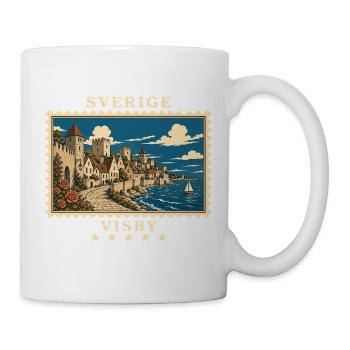 Schweden Visby Vintage Reisemarke - Tasse - Weiß - Rechts