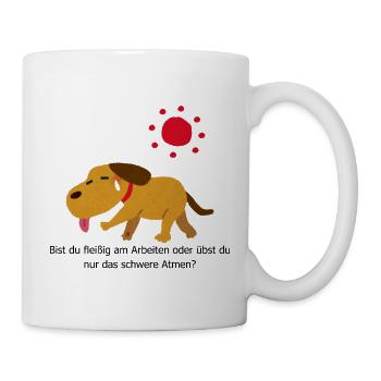 Arbeitest du noch T-Shirt - Tasse - Weiß - Rechts