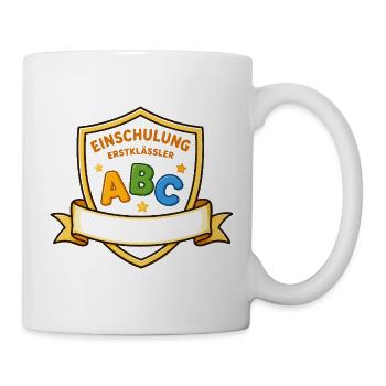 Einschulung ABC Schild Motiv - Tasse - Weiß - Rechts