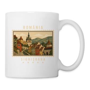 Rumänien Sighișoara Vintage Reisemarke - Tasse - Weiß - Rechts