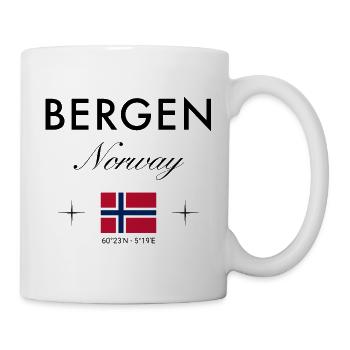Bergen Norvège Coordonnées Souvenir de voyage - Mug blanc - blanc - Droite