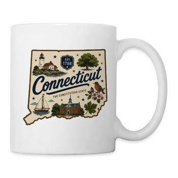Connecticut Vintage State Souvenir-Aufkleber - Tasse - Weiß - Rechts