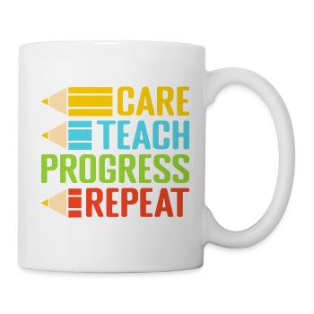 Pre K Teacher Care Teach Repeat Kindergarten - Tasse - Weiß - Rechts