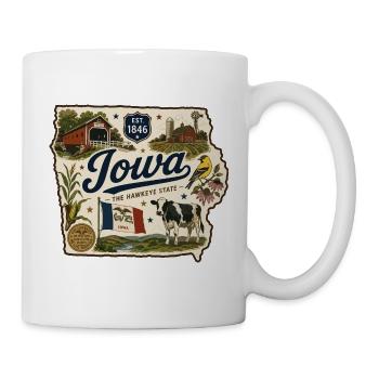 Iowa Hawkeye State Vintage Farm Aufkleber - Tasse - Weiß - Rechts