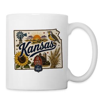 Kansas Sunflower State Vintage Reiseaufkleber - Tasse - Weiß - Rechts