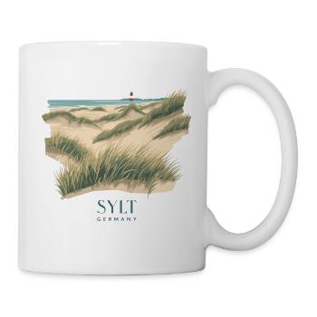 Sylt Dünen | Vintage Nordsee Poster - Tasse - Weiß - Rechts