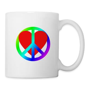 Herz Frieden Regenbogen Symbol - Tasse - Weiß - Rechts