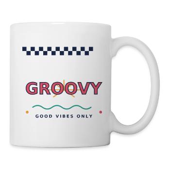 Nur groovy-Good_Vibes, Retro Y2K Typografie - Tasse - Weiß - Rechts