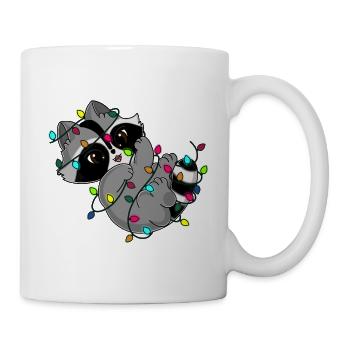 Snuggles der Waschbär und die Lichterkette - Tasse - Weiß - Rechts
