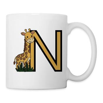 Giraffe und NBuchstabe Cartoon - Tasse - Weiß - Rechts
